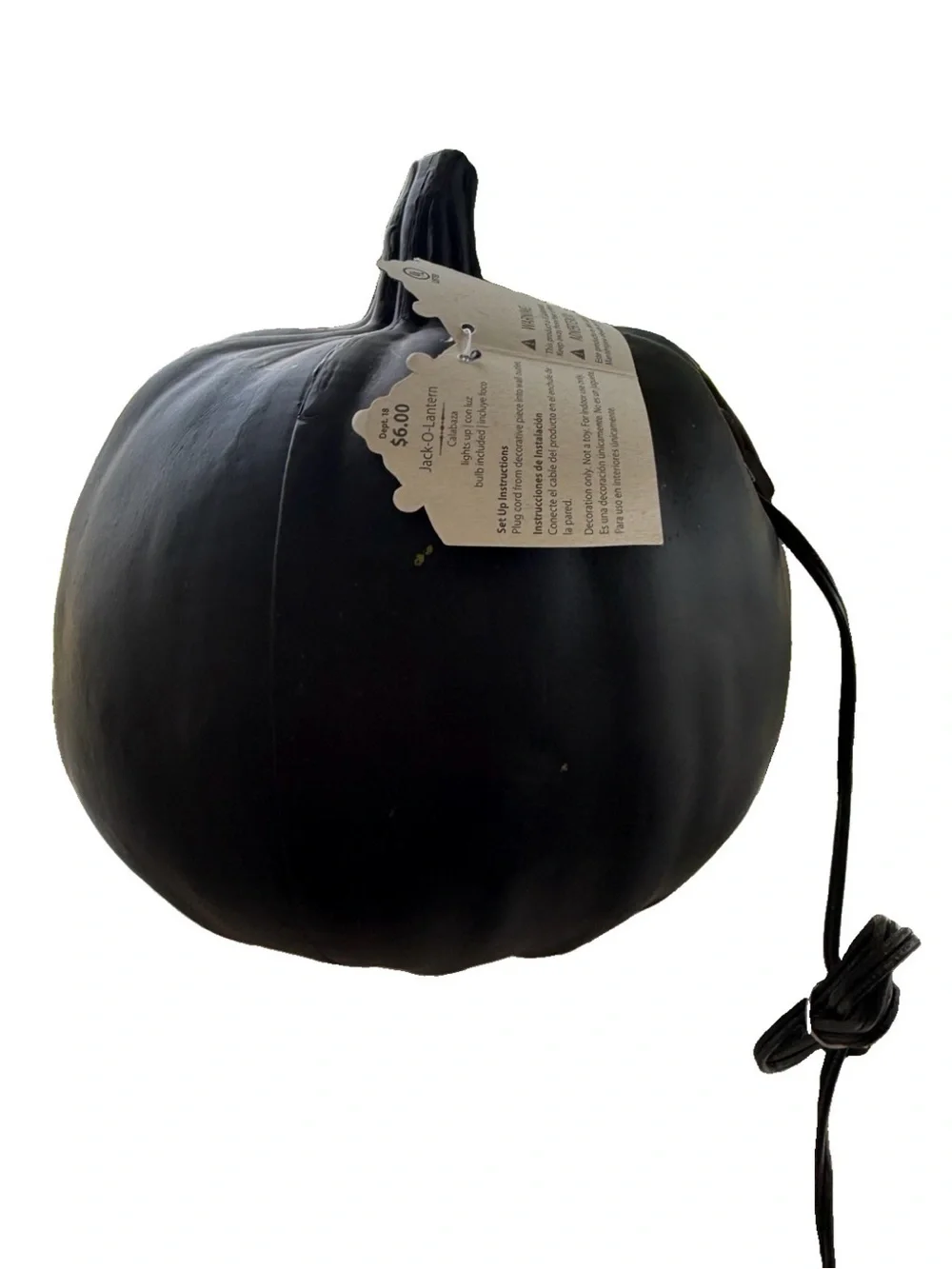 Vintage 2009 Walmart Black Pumpkin Green Blow Mold Light Up Jack O Lantern NWT